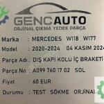 MERCEDES W118 W177 KAPI KOLU İÇ BRAKETİ SÖKMEORJ A0997601702 SOL