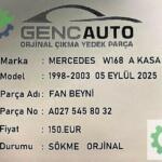 MERCEDES W168 AKASA FAN BEYNİ SÖKME ORJİNAL A0275458032