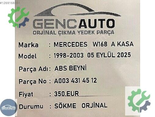 Mercedes-Benz A ABS Beyni A0034314512 çıkma parça