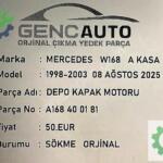 MERCEDES W168 A KASA DEPO KAPAK MOTORU SÖKME ORJ A168400181