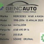 MERCEDES W168 A KASA KATALİZÖR SÖKME ORJİNAL A1684900914