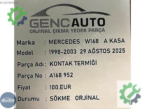 Mercedes-Benz A Kontak Termiği A168952 çıkma parça