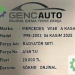 MERCEDES W168 A KASA RADYATÖR SETİ SÖKME ORJİNAL A168741