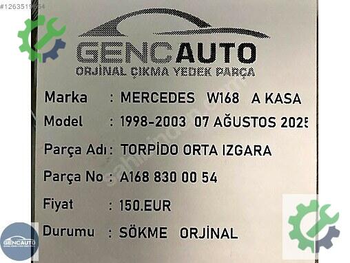 Mercedes-Benz A Bakalit A1688300054 çıkma parça