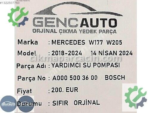 Mercedes-Benz CLA Yedek Su Deposu A0005003600 çıkma parça