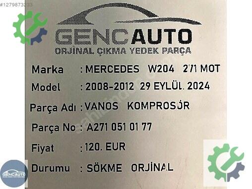 Mercedes-Benz A Kompresör A2710510177 çıkma parça