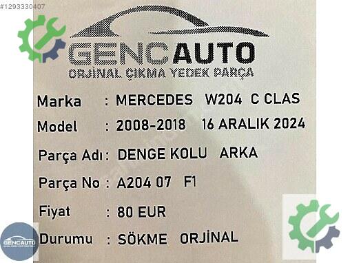 Mercedes-Benz C Denge Kolu A20407 çıkma parça