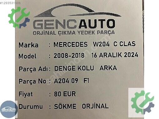 Mercedes-Benz C Denge Kolu A20409 çıkma parça