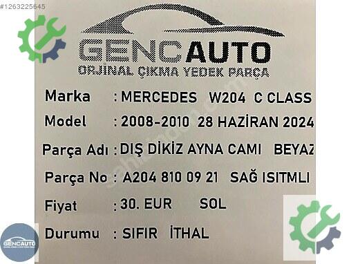 Mercedes-Benz C İç Ayna A2048100921 çıkma parça