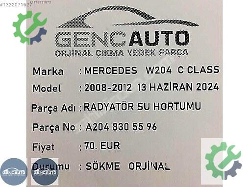 Mercedes-Benz C Intercooler Borusu A2048305596 çıkma parça