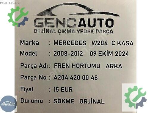 Mercedes-Benz C Fren Hortumları A2044200048 çıkma parça
