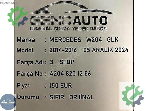 Mercedes-Benz GLK Stop A2048201256 çıkma parça