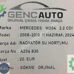 MERCEDES W204 RADYATÖR SU HORTUMU SÖKME ORJİNAL OEM A204830