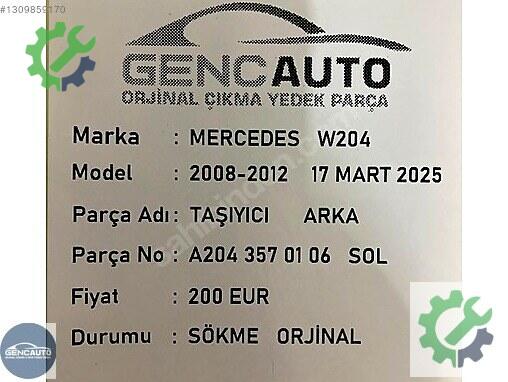 Mercedes-Benz C Sol Taşıyıcı A2043570106 çıkma parça