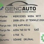 MERCEDES W204 W117 DIŞ KAPI KOLU SÖKME ORJ A2047600270 SAĞ