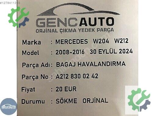 Mercedes-Benz E Havalandırma Izgarası A2128300242 çıkma parça