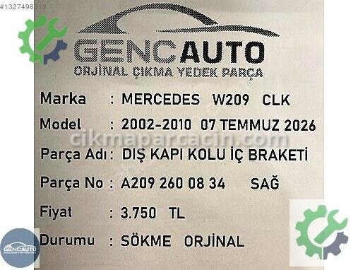 Mercedes-Benz CLK Dış Kapı Kolu A2092600734 çıkma parça