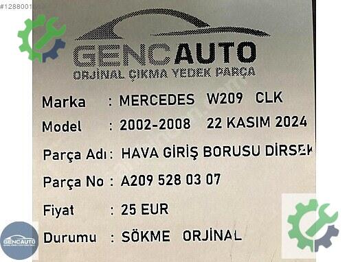 Mercedes-Benz CLK Bakalit A2095280307 çıkma parça