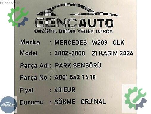 Mercedes-Benz CLK Darbe Sensörü A0015427418 çıkma parça