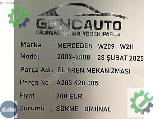 Mercedes-Benz C El Freni A203420005 çıkma parça