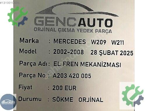 Mercedes-Benz C El Freni A203420005 çıkma parça