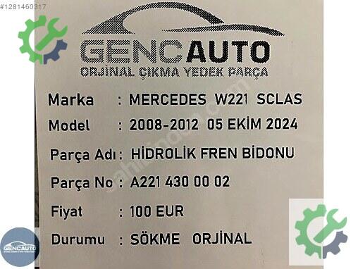 Mercedes-Benz S Fren Hortumları A2114300002 çıkma parça