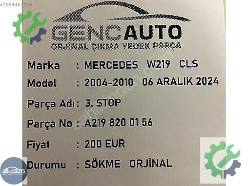 Mercedes-Benz CLS Stop A2198200156 çıkma parça