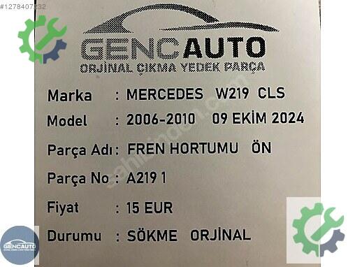 Mercedes-Benz CLS Fren Hortumu çıkma parça