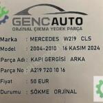MERCEDES W219 CLS KAPI GERGİSİ ARKA SÖKME ORJİNAL A2197201016