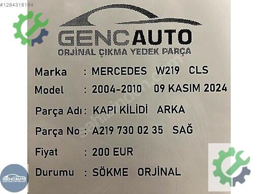 Mercedes-Benz CLS Kapı Kilidi A2197300235 çıkma parça
