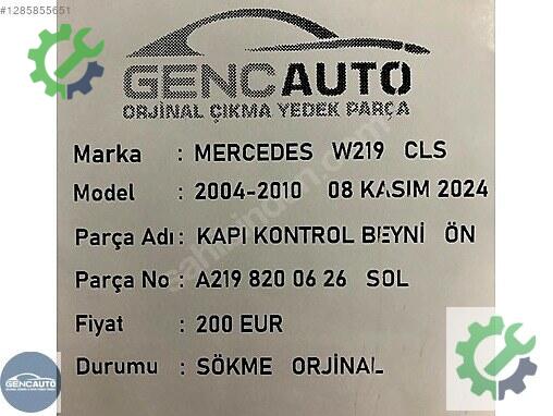 Mercedes-Benz CLS Kapı Kontrol Beyni A2198200626 çıkma parça