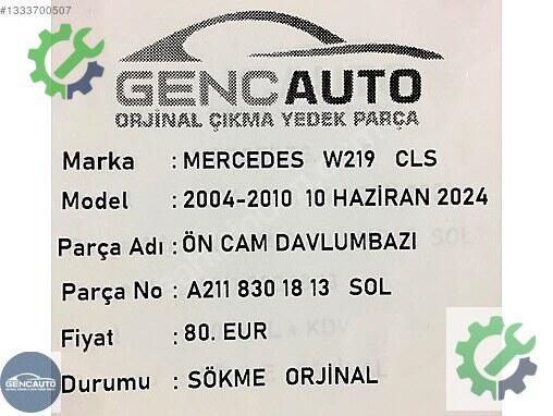 Mercedes-Benz CLS Ön Davlumbaz A2118301813 çıkma parça