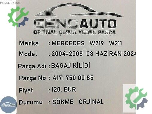 Mercedes-Benz CLK Bagaj Kilidi A1717500085 çıkma parça