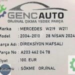 MERCEDES W219 W211 CLS DİREKSİYON MAFSALI SÖKME ORJ A2034620478
