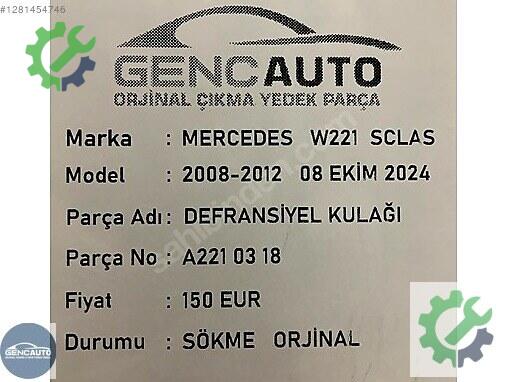 Mercedes-Benz C Motor Takozu & Kulağı A2210318 çıkma parça