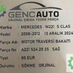 MERCEDES W221 SCLAS MOTOR TRAVERSİ BAKALİT SÖKME ORJ A2215242025