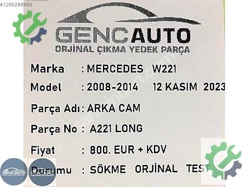 Mercedes-Benz S Arka Cam çıkma parça