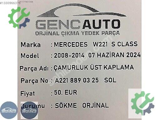 Mercedes-Benz S Bakalit A2218890325 çıkma parça