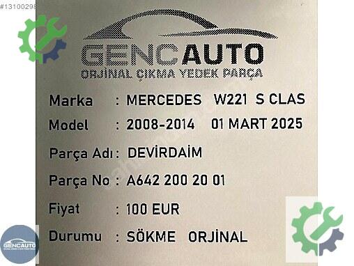 Mercedes-Benz S Devirdaim A6422002001 çıkma parça