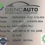 MERCEDES W221 S CLAS KAPUT AÇMA TELİ SÖKME ORJ OEM A2218800259