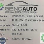 MERCEDES W221 S CLAS KLİMA PETEĞİ SÖKME ORJİNAL OEM A2218300358