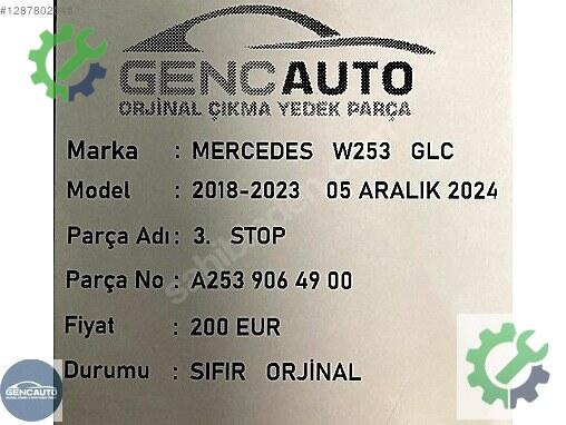 Mercedes-Benz GLC Stop A2539064900 çıkma parça