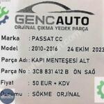 PASST CC KAPI ALT MENTEŞE SÖKME ORJ OEM 3C8831412 B 3C8831411 B