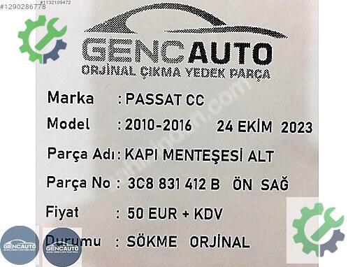 Volkswagen Passat Kapı Menteşesi 3C8831412 çıkma parça