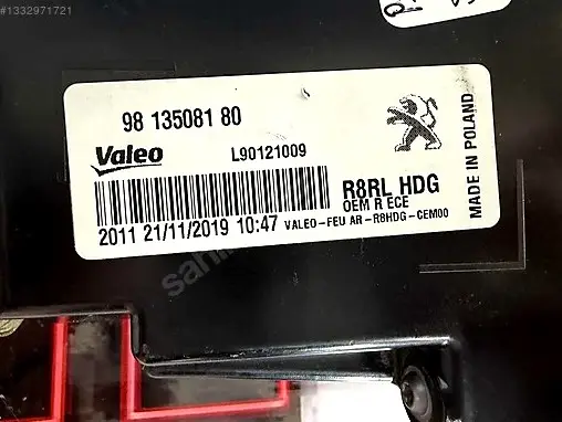 Peugeot 508 Sağ Arka Stop 9813508180 çıkma parça