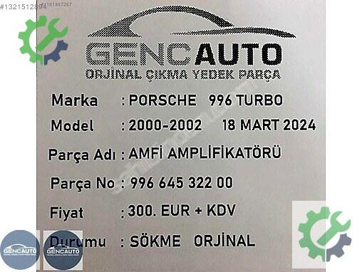 Alpine Turbo 99664532200 çıkma parça