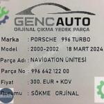 PORSCHE 996 TURBO NAVİGATİON ÜNİTESİ SÖKME ORJ OEM 99664212200