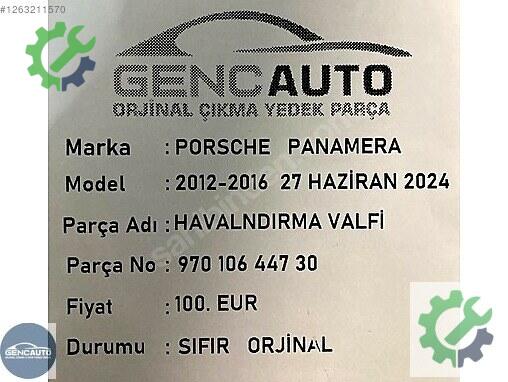 Porsche Panamera Havalandırma Kanalı 97010644730 çıkma parça