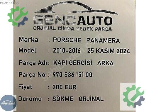 Porsche Panamera Kapı Gergisi 97053615100 çıkma parça