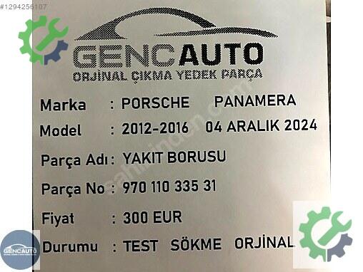 Porsche Panamera Yakıt Borusu 97011033531 çıkma parça